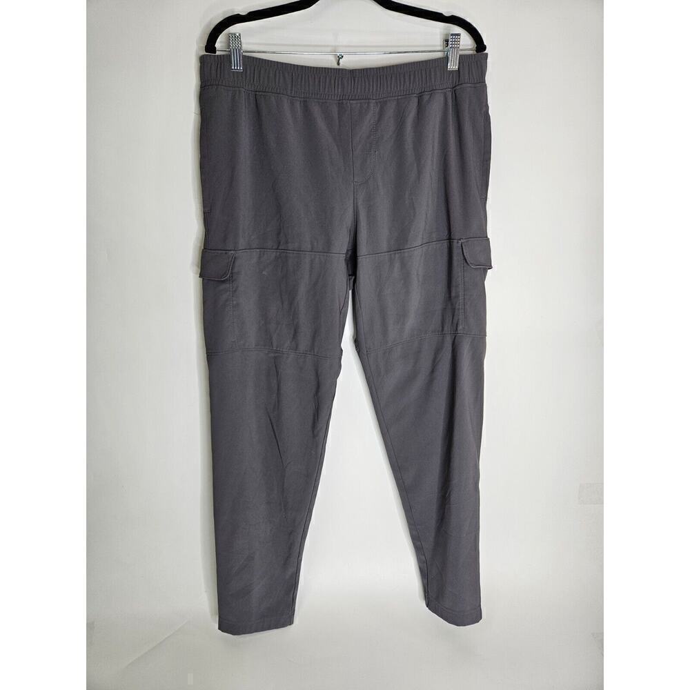 All in Motion Men's Cotton Tapered Fleece Cargo Joggers Gray Large